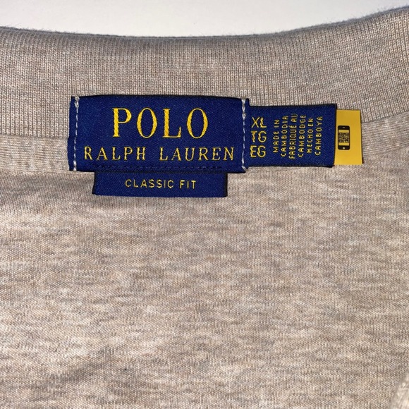 Polo Ralph Lauren Men XL Classic Fit Long Sleeve V-Neck Polo Shirt Oatmeal Beige - Picture 2 of 6